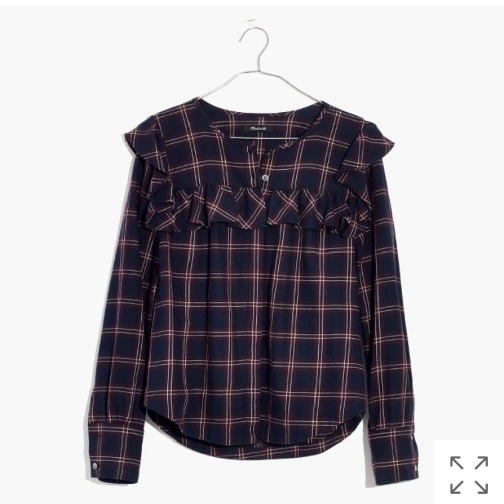 < Madewell > Free 🎁Plaid Ruffle shirt